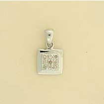 9ct WHITE 10pt DIA.PAVE SET SQ.PENDANT