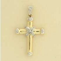 9ct 5pt DIA SET CAPPED CROSS