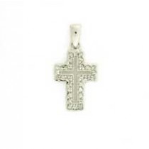 9ct WHITE 10pt DIA.PAVE SET OPEN CROSS