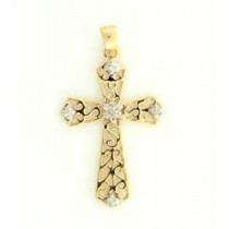 9ct 5PT DIAMOND SET SCROLL DESIGN CROSS