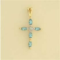 9ct 18x13mm MARQUIS BT./DIA.CROSS      =