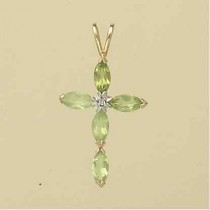 9ct 25x18mm MARQUISE PERIDOTS/DIA.CROSS=