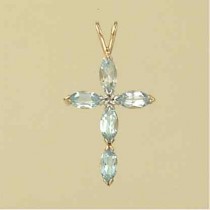 9ct 25x18mm MARQUISE TOPAZ/DIA.CROSS   =