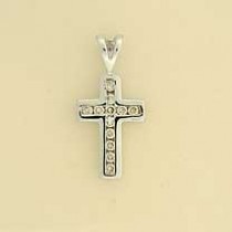 9ct WHITE 25pt DIAMOND 16x11mm CROSS