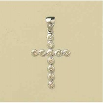 9ct WHITE 20pt DIAMOND RUB SET CROSS
