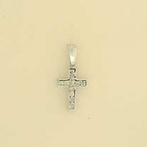 9ct WHITE 10pt DIAMOND CHANNEL SET CROSS