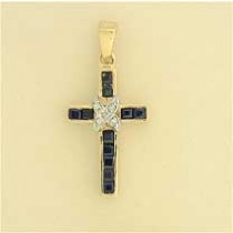 9ct SAPH/.013ct DIA SET CROSS