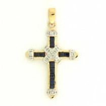 9ct 3pt DIA./SAPPHIRE SET CAPPED CROSS