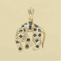 9ct 9PT DIAMOND/SAPPHIRE PANTHER PENDANT