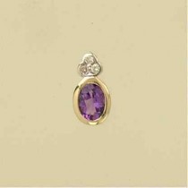 9ct 7.5pt DIAMOND /AMETHYST OVAL PEND