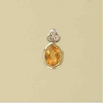 9ct 7.5pt DIAMOND /CITRINE OVAL PEND