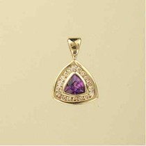 9ct 18pt DIAMOND/AMETH TRILLION PENDANT