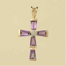 9ct 0.33pt DIAM/AMETH 22x16mmFANCY CROSS