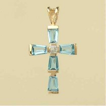 9ct 0.33pt DIAM/TOPAZ 22x16mmFANCY CROSS