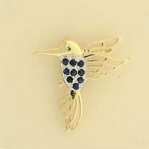 9ct SAPPHIRE SET HUMMINGBIRD BROOCH