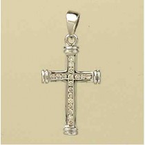 9ct WHITE 20pt 21x14mm DIAMOND CROSS