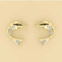 9ct 1pt DIAMOND SET DOLPHIN STUDS
