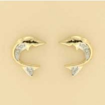 9ct 1pt DIAMOND SET DOLPHIN STUDS