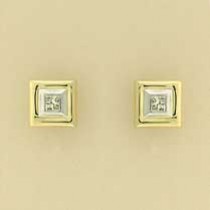 9ct 20pt SQ.DIAMOND SET SQUARE STUDS