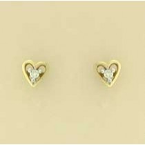 9ct 10pt DIAMOND SET HEART STUDS