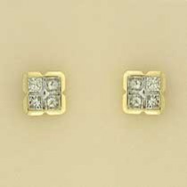 9ct 1ct DIA SET SQUARE CLUSTER STUDS