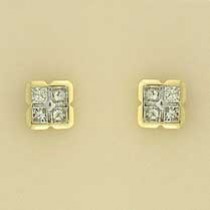 9ct 1ct DIA SET SQUARE CLUSTER STUDS