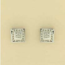 9ct WHITE 25pt DIA SQUARE CLUSTER STUDS