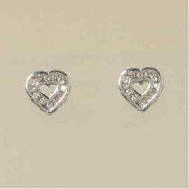 9ct WHITE 25pt DIAMOND C/OUT HEART STUDS