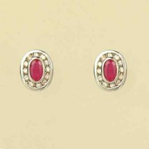 9ct WHITE 24pt DIA/RUBY STUDS