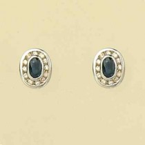 9ct WHITE 24pt DIA/SAPPHIRE STUDS