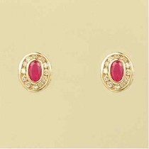 9ct 24pt DIAMOND/RUBY OVAL CLUSTER STUDS