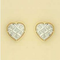 9ct 4pt DIA PAVE SET FANCY HEART STUDS