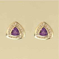 9ct 30pt DIAMOND/AMETHYST TRILLION STUDS