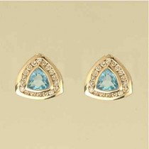 9ct 30pt DIAM/BLUE TOPAZ TRILLION STUDS