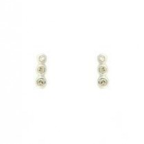 9ct WHITE 10pt DIA 3 STONE RUBSET STUDS=