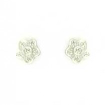 9ct WHITE 4pt DIAMOND SET FLOWER STUDS