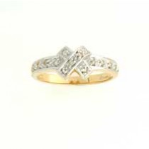 9ct 10pt DIA.SET KISS CROSS RING       =