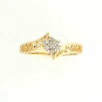 9ct 10pt DIA.SET FILIGREE CLUSTER RING