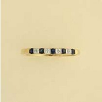 9ct 2mm WIDE SAPH/DIAMOND 1/2 ET RING  =