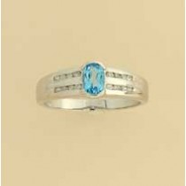 9ct WHITE DIAM/BLUE TOPAZ CLUSTER RING