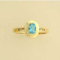 9ct BLUE TOPAZ/4.5pt DIA DRESS RING