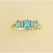 9ct BLUE TOPAZ/3pt DIA SET RING        =