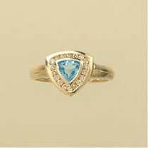 9ct 18pt DIA/TRILLION TOPAZ SHIELD RING