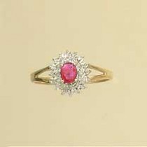 9ct 11pt DIAM/RUBY 3 TIER CLUSTER RING