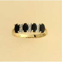 9ct 4 STONE OVAL SAPH/DIA RING         =