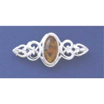 SPC 17x9 OVAL AMBER CELTIC BAR BROOCH