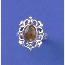 SPC 9x7mm OVAL AMBER FANCY RING