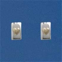 SIL/9ct 9mm RECT STUD/HEART