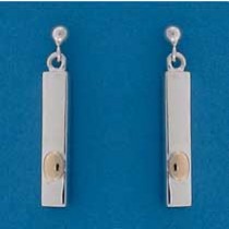 SIL/9ct STUD WITH BAR DROP/OVAL MOTIF
