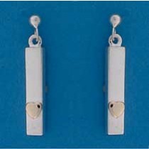 SIL/9ct STUD WITH BAR DROP/HEART MOTIF